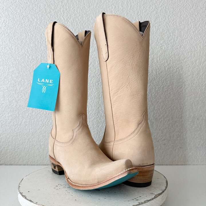 Lane EMMA JANE Womens Cowboy Boots 8.5 Tan Leather Western Cowgirl Mid Calf Tall
