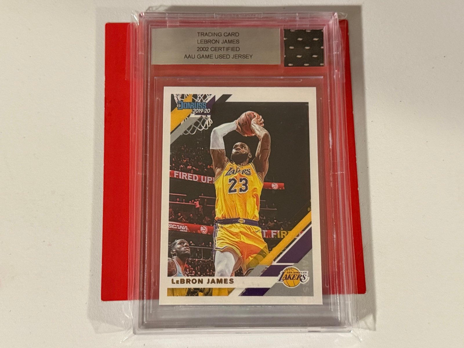 Lebron James 2002 BGS Certified AAU Game Used Jersey Patch , 19' Donruss Lakers