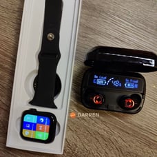 COMBO~Smart Watch Sports Tracker Bluetooth Call + Bluetooth 5.1 Earbuds Earphone