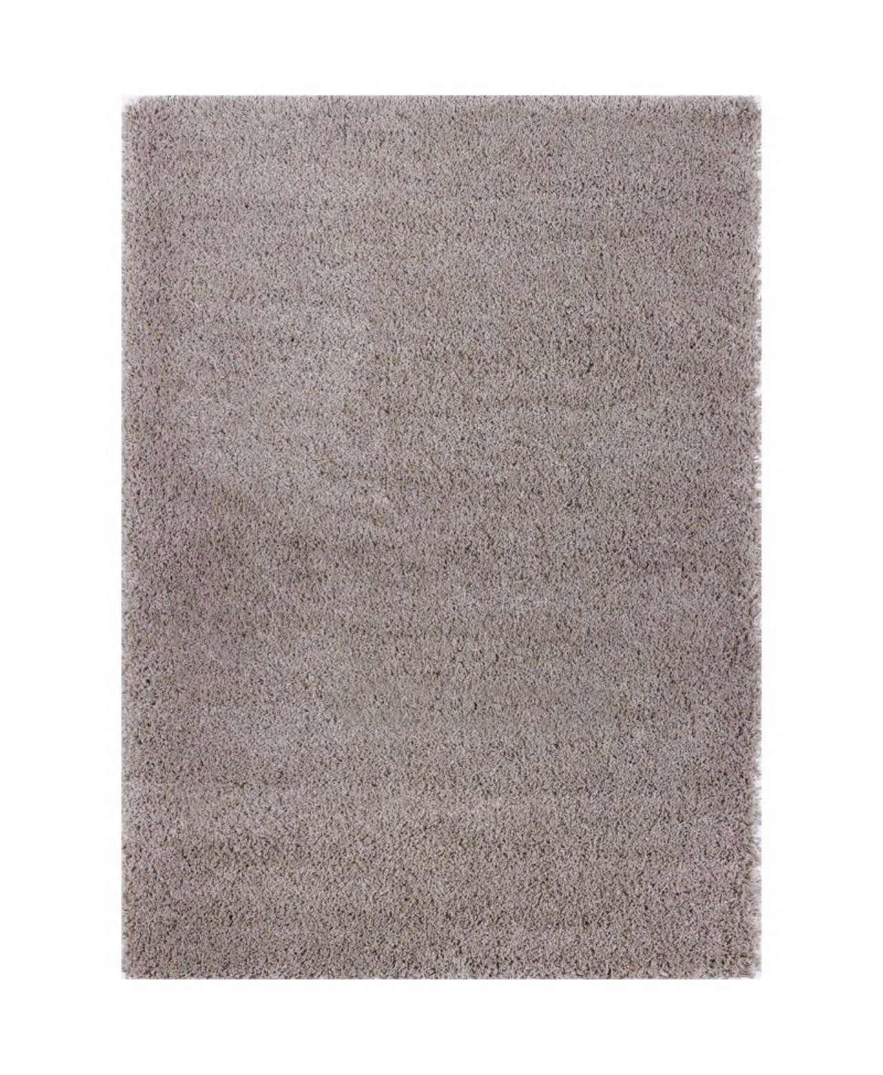 Shaggy area rug dark beige taupe fluffy bedroom rug