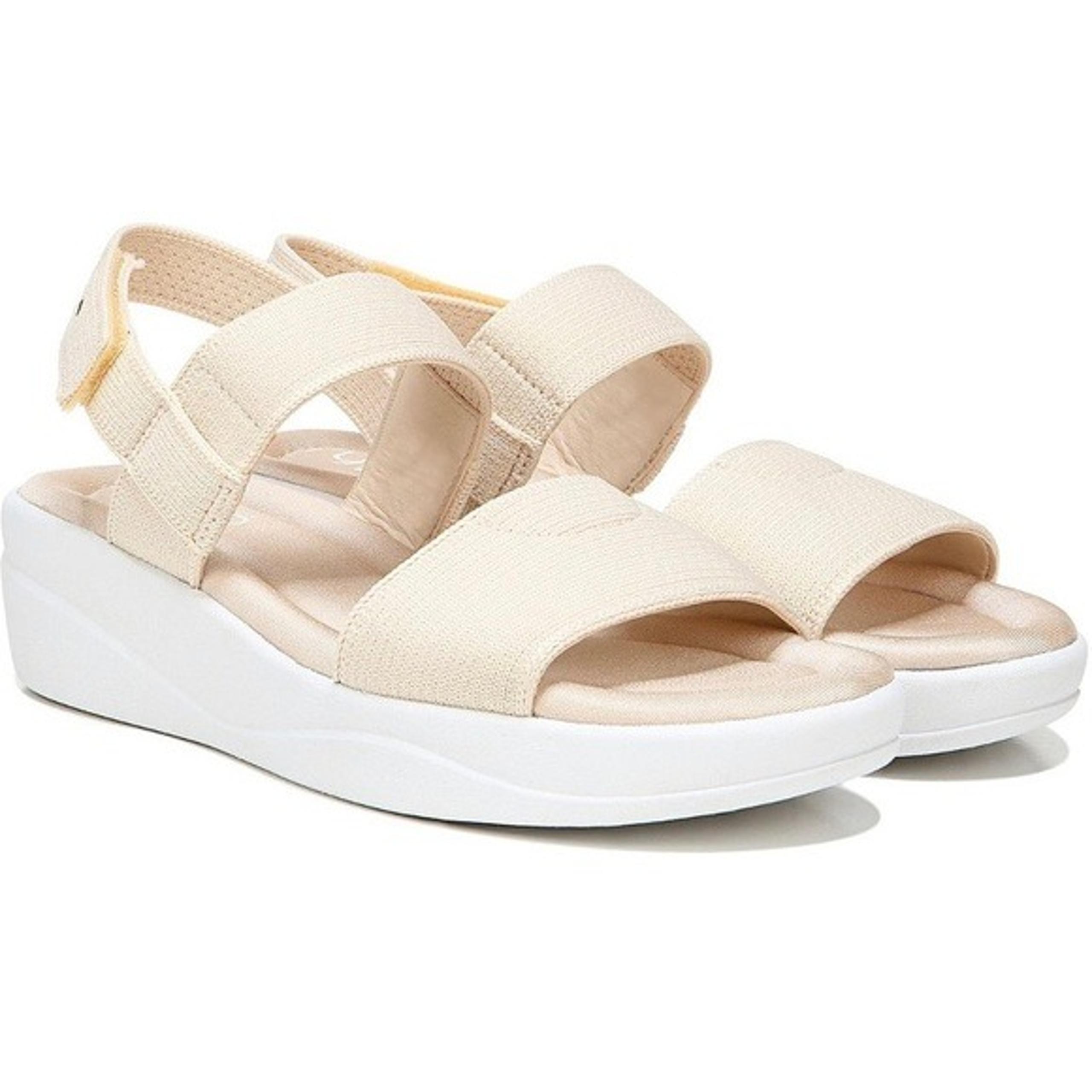 NWoB Ryka Azara Strap Wedge Sandals Stretch Knit Memory Foam Beige Women US10W