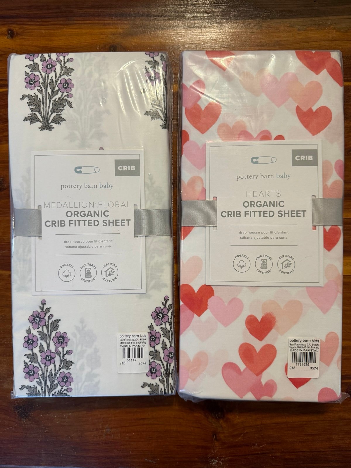 Pottery Barn Kids Organic Cotton Crib Sheets New with Tags Bundle of 2