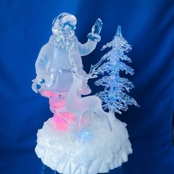 Heritage Mint, LTD C114A acrylic color changing battery lights Santa With Deer I