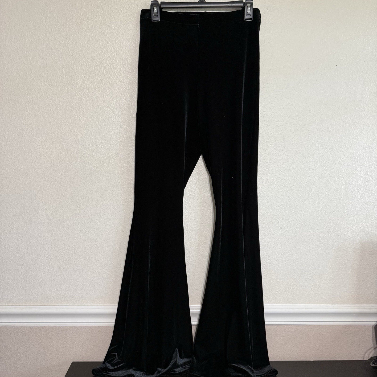 Blackmilk VELVET BLACK FLARE PANTS Bellbottoms Medium Super Wide Leg Black Milk