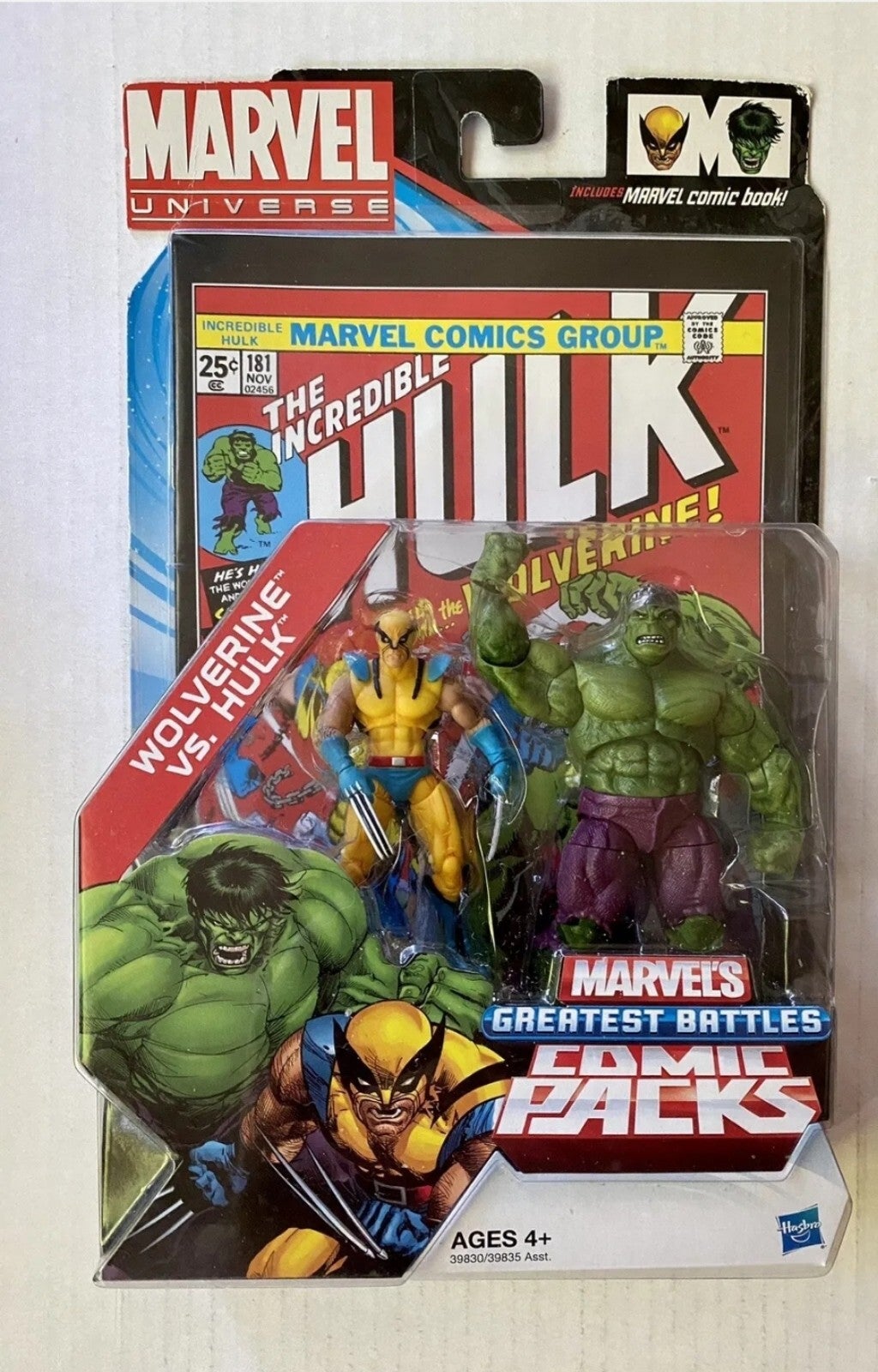 Hulk 181 1st Wolverine Action Figure Marvel's Greatest Battles Comic Pack Hasbro