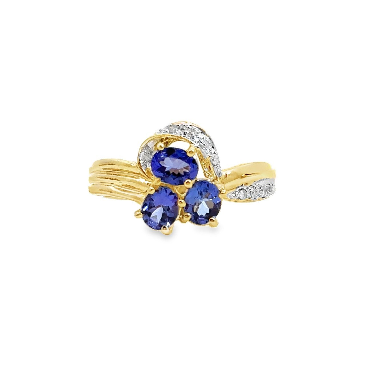 14K Yellow Gold Tanzanite and Diamond Fashion Ring
