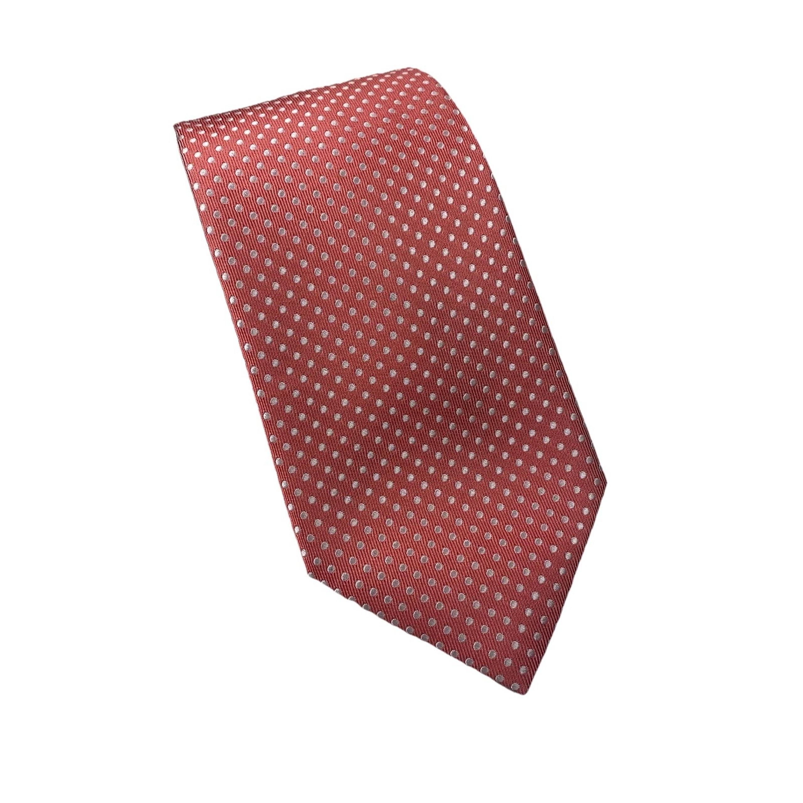 Nautica Pink White Polka Dot 100% Silk Men's Neck Tie