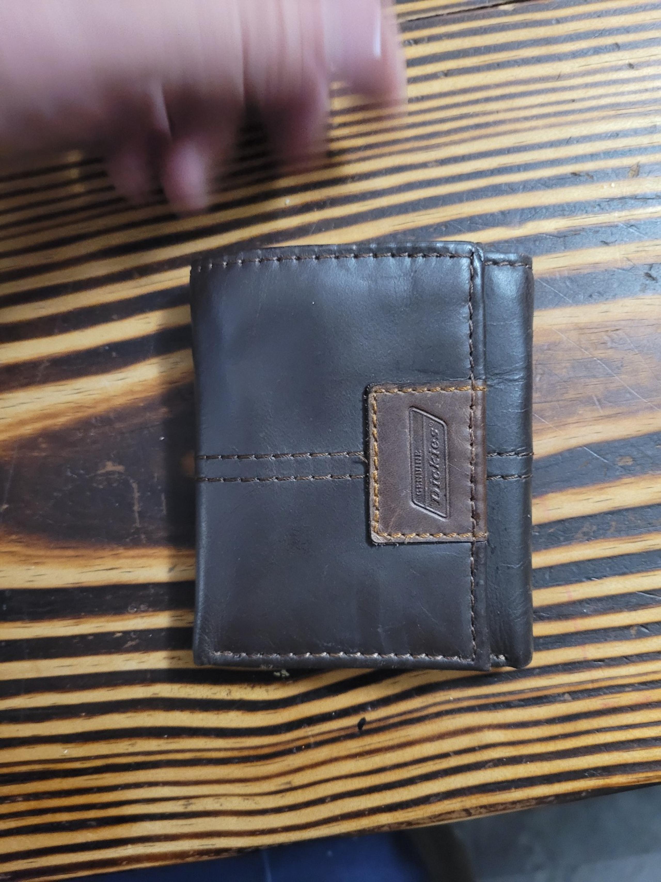 Genuine Dickies Men's RFID Genuine Leather Trifold Wallet with Interior Zi