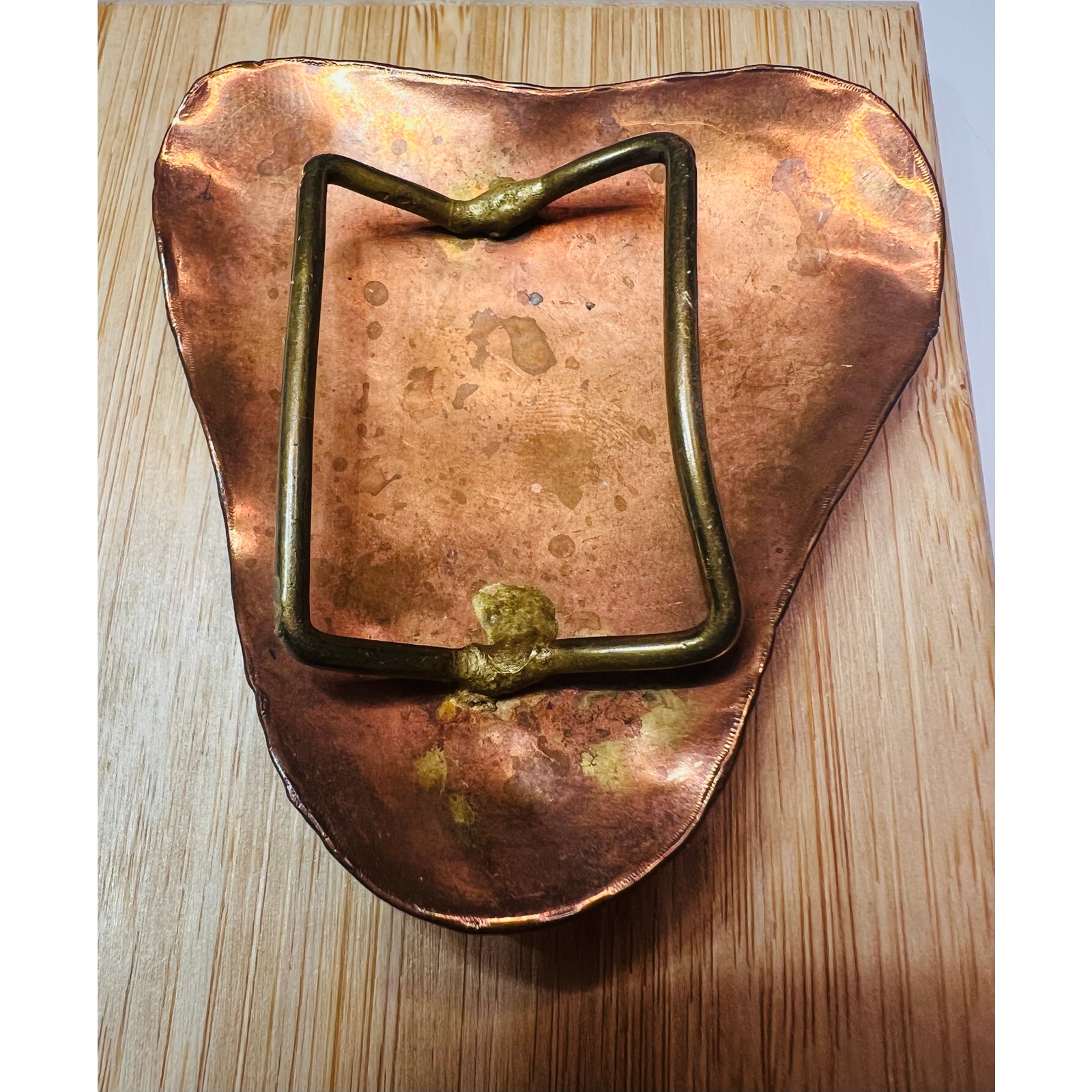 Vtg Copper Modern Art Belt Buckle Scarf Holder Mod Design 1980’s Mixed Metal