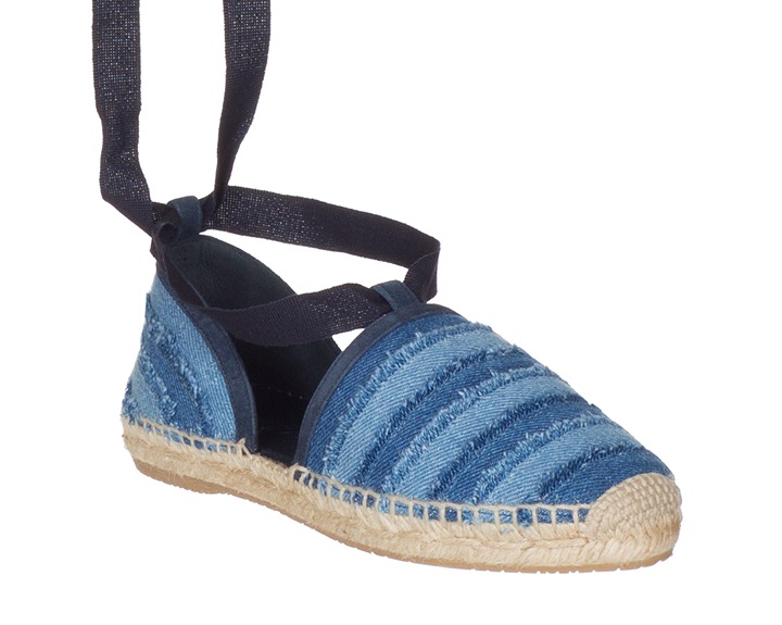 Jimmy Choo Women’s Blue Denim Lace Up ‘Dolphin’ Espadrille Flats Shoes