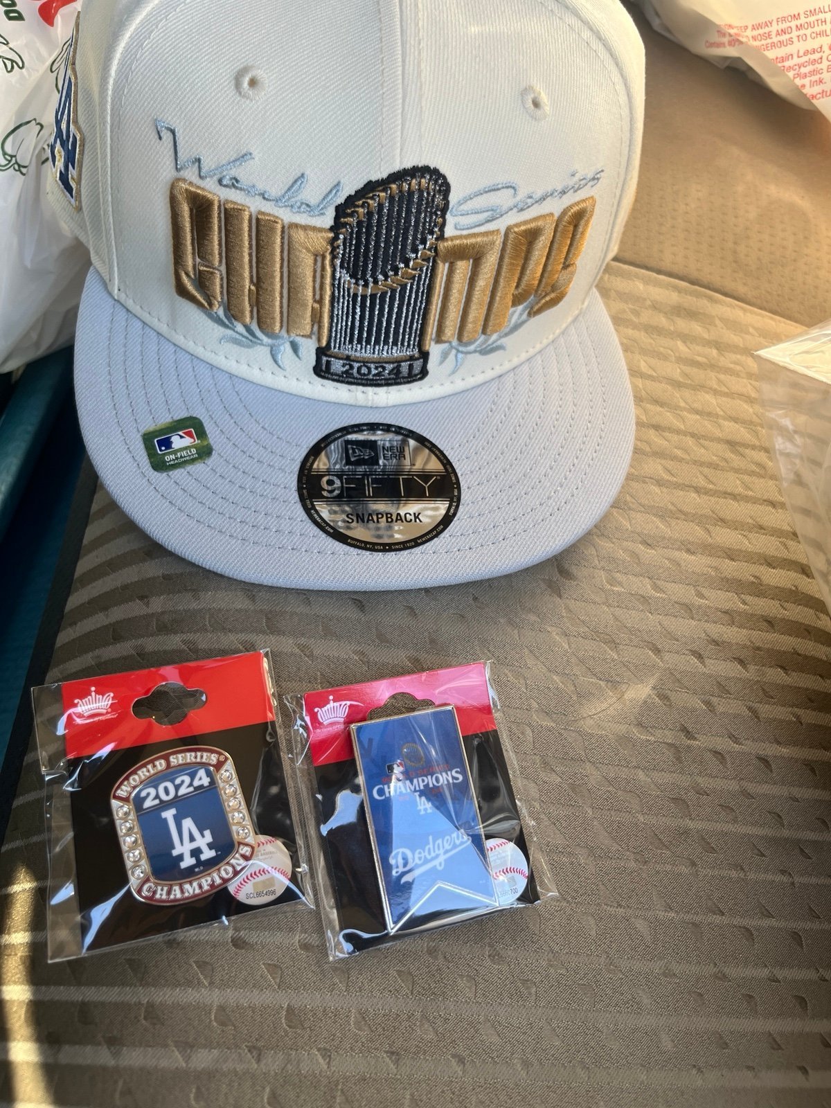 Los Angeles LA Dodgers 2024 World Series Champions Parade New Era White PINS INC