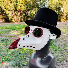Steampunk White Doctor Mask & Top Hat