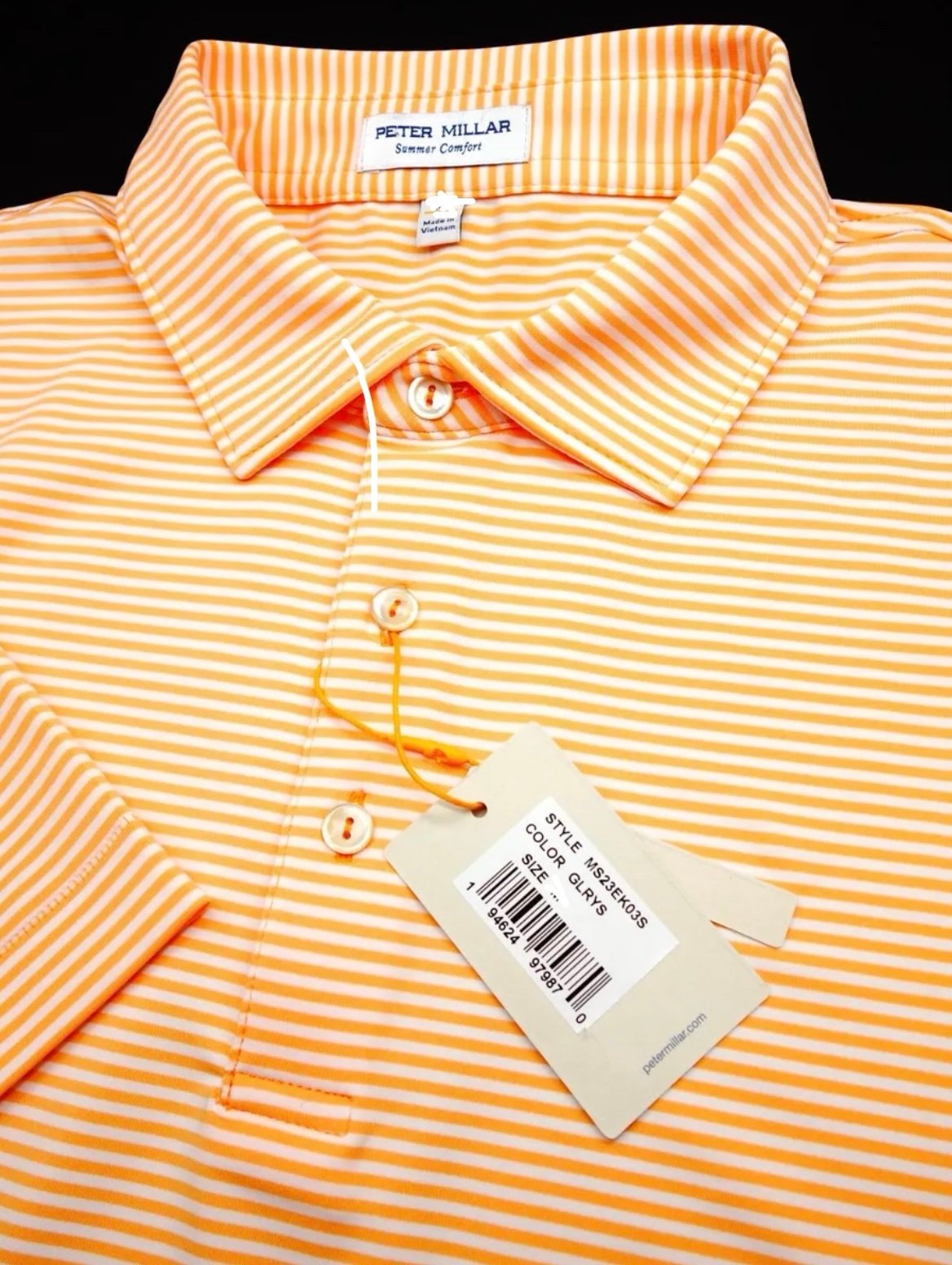 Peter Millar Summer Comfort Stretch Sun Protection Man Size L Orange Striped