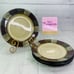 Pfaltzgraff TAOS Gray Red Tan Blocks Cream Center Earthenware Salad Plate Set 4