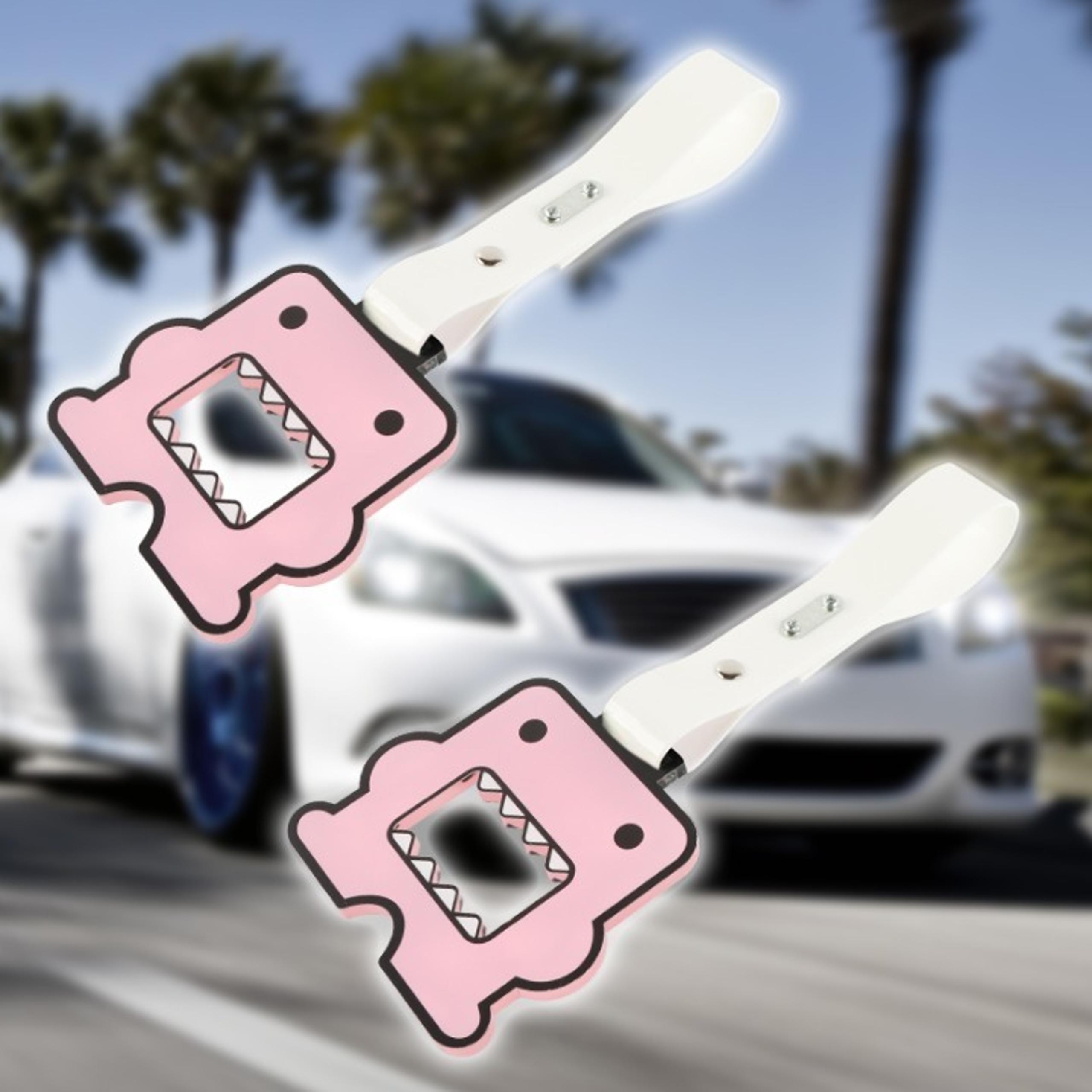 2PCS New Domo Shaped Pink JDM TSURIKAWA Subway Bus Black Handle Strap Charm