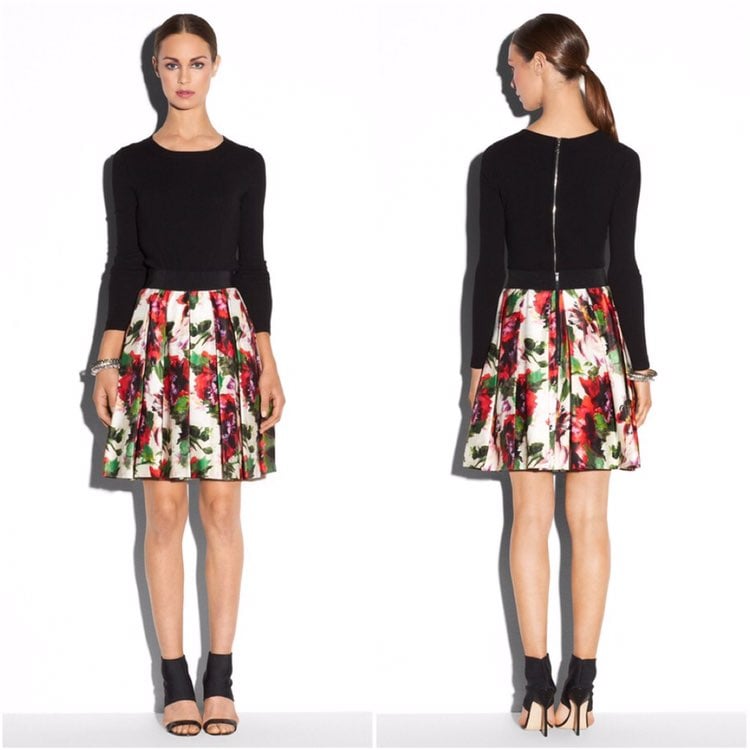 Milly Floral-Print Pleated Skirt