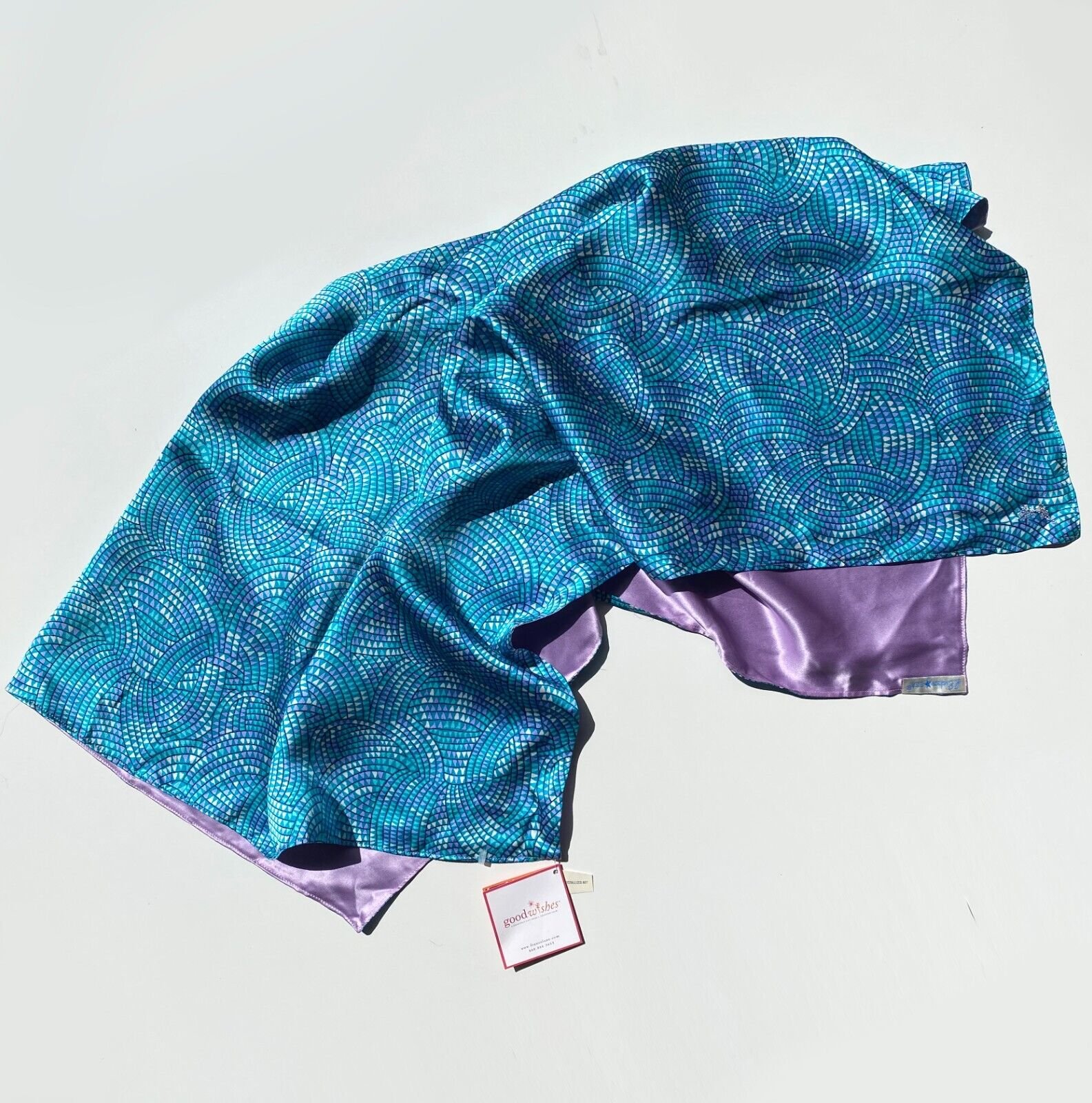 L. Erickson Swarovski Detail, Silk Double Layered 2 Side Color Scarf 31.5 x31.5