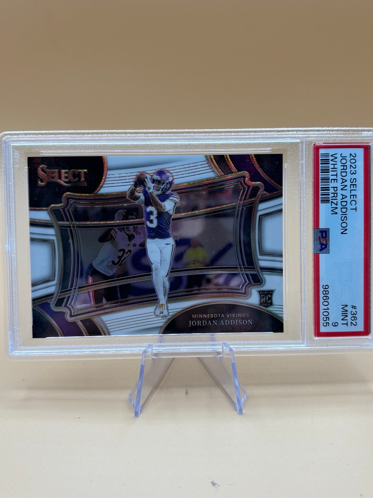 Jordan Addison 2023 Panini Select Prizm Field Level White SSP /35 PSA 9 Low Pop