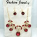 NWT Fashion Jewelry Gold, Red, & Clear Rhinestone Necklace & Earrings Set