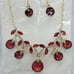 NWT Fashion Jewelry Gold, Red, & Clear Rhinestone Necklace & Earrings Set
