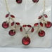 NWT Fashion Jewelry Gold, Red, & Clear Rhinestone Necklace & Earrings Set