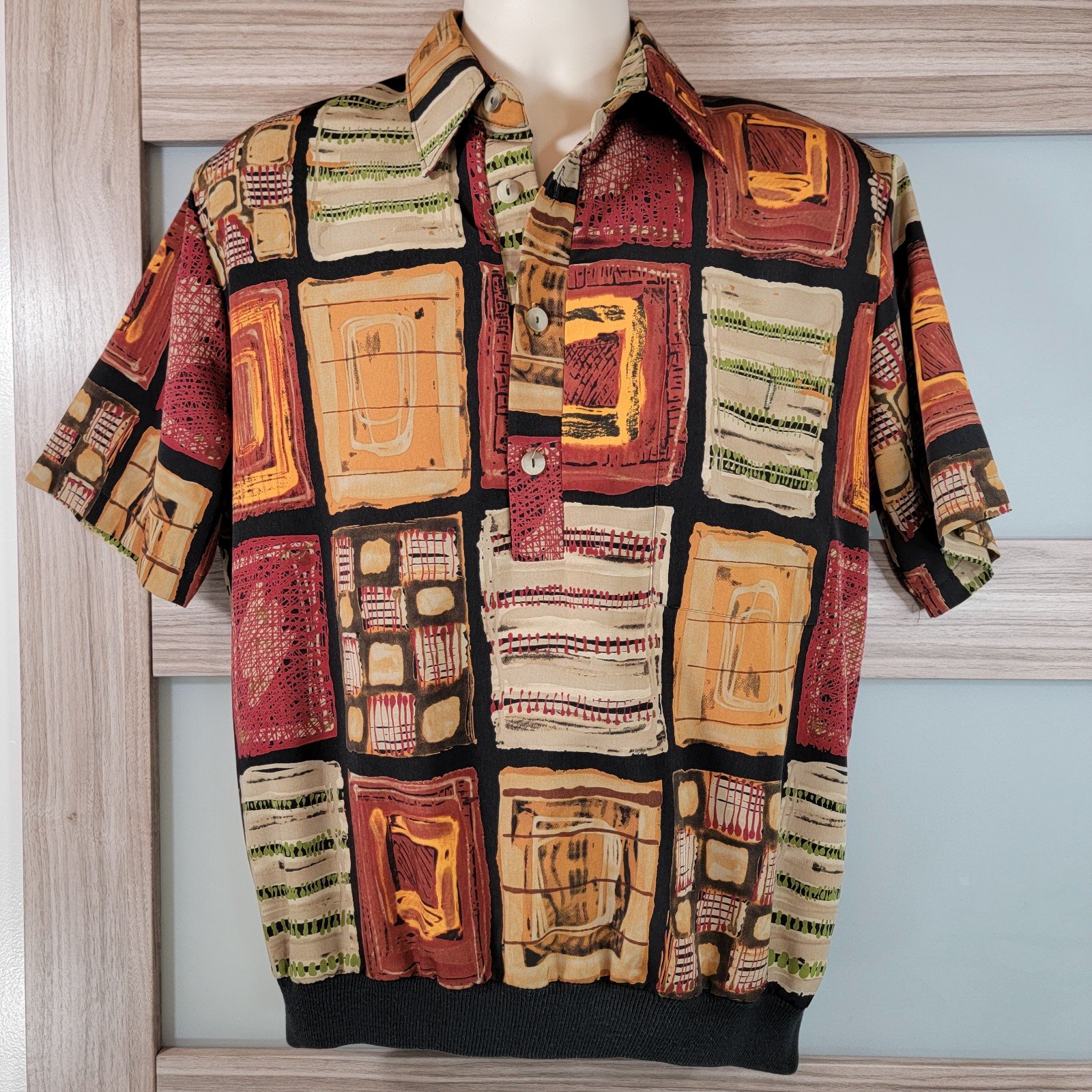 Vintage Alan Stuart Men's Dress Shirt Polo Size Medium 80's