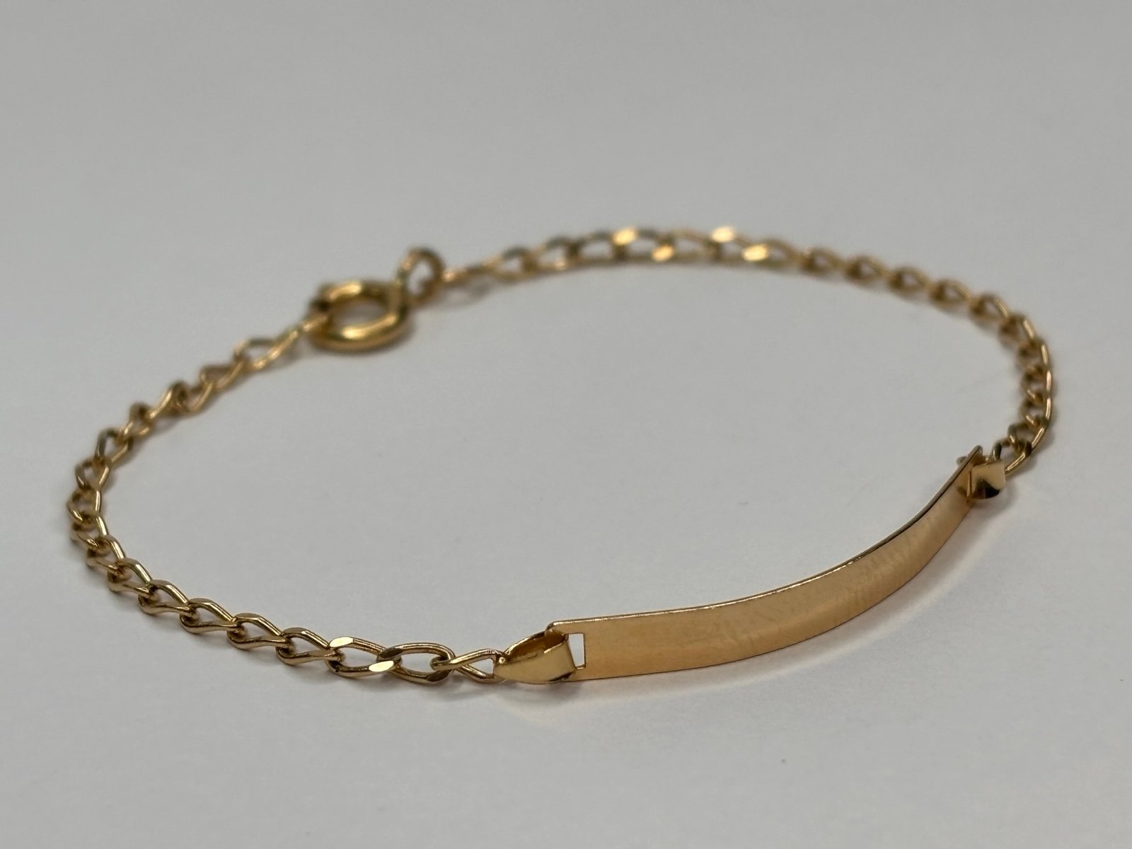 Vintage 19K Yellow Portuguese Gold Baby Name ID Link Bracelet