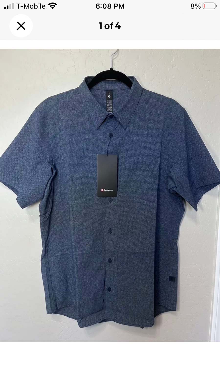 NWT88 Lululemon Airing Easy Short Sleeve Shirt HTTN Dark Blue Size L