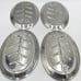 Vintage Steak Meat Serving Plates Set of 4 Aluminum Tray With Plastic Holder MCM