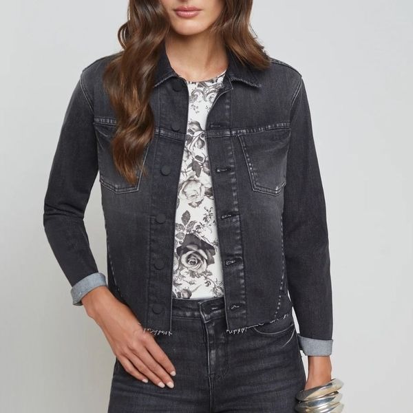 L’agence Janelle Denim Jacket in Vintage Black Medium NEW MSRP 355