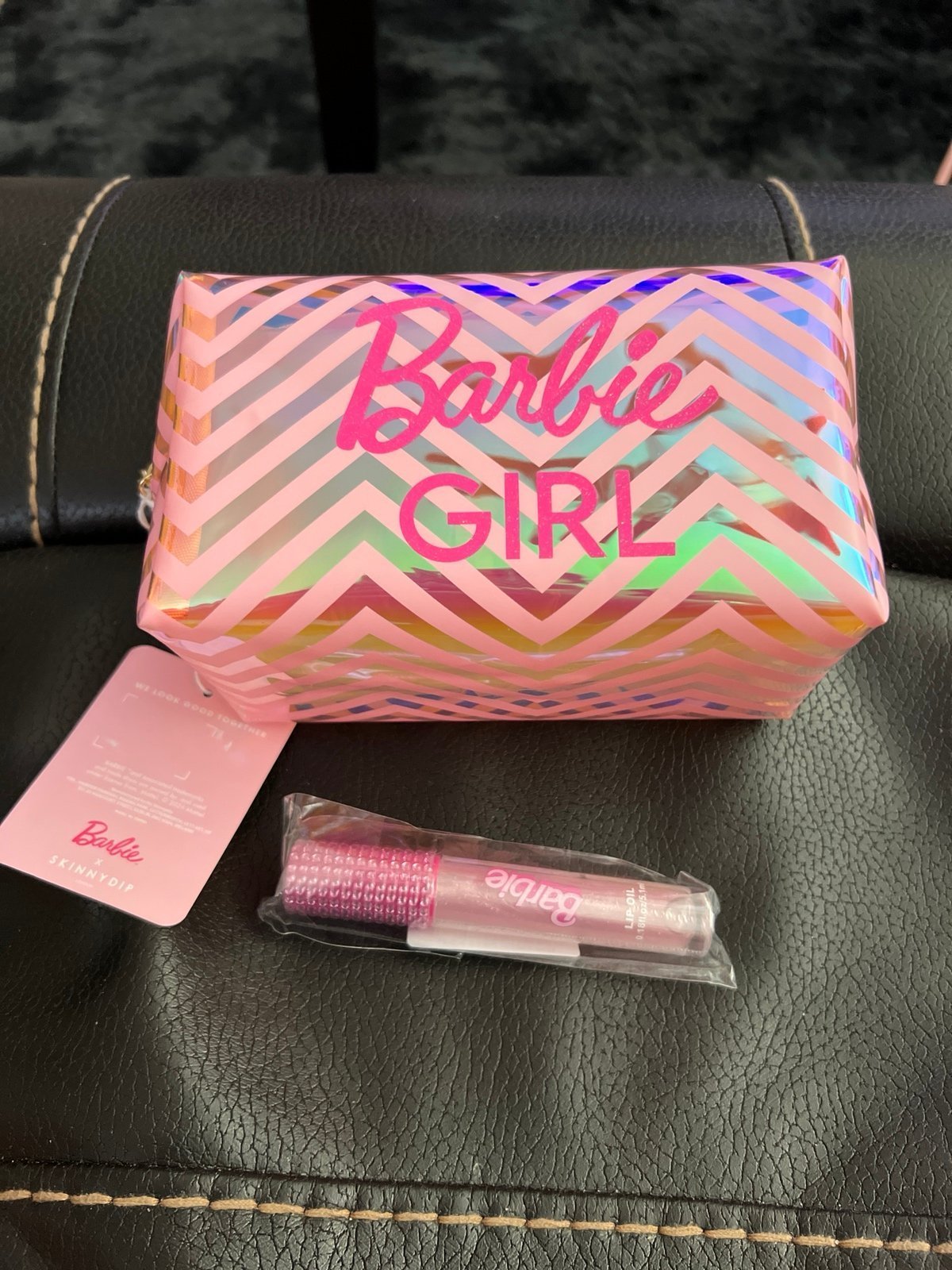 Barbie Make Up Case/Travel Case and Barbie Shimmer Lip Oil Bundle New