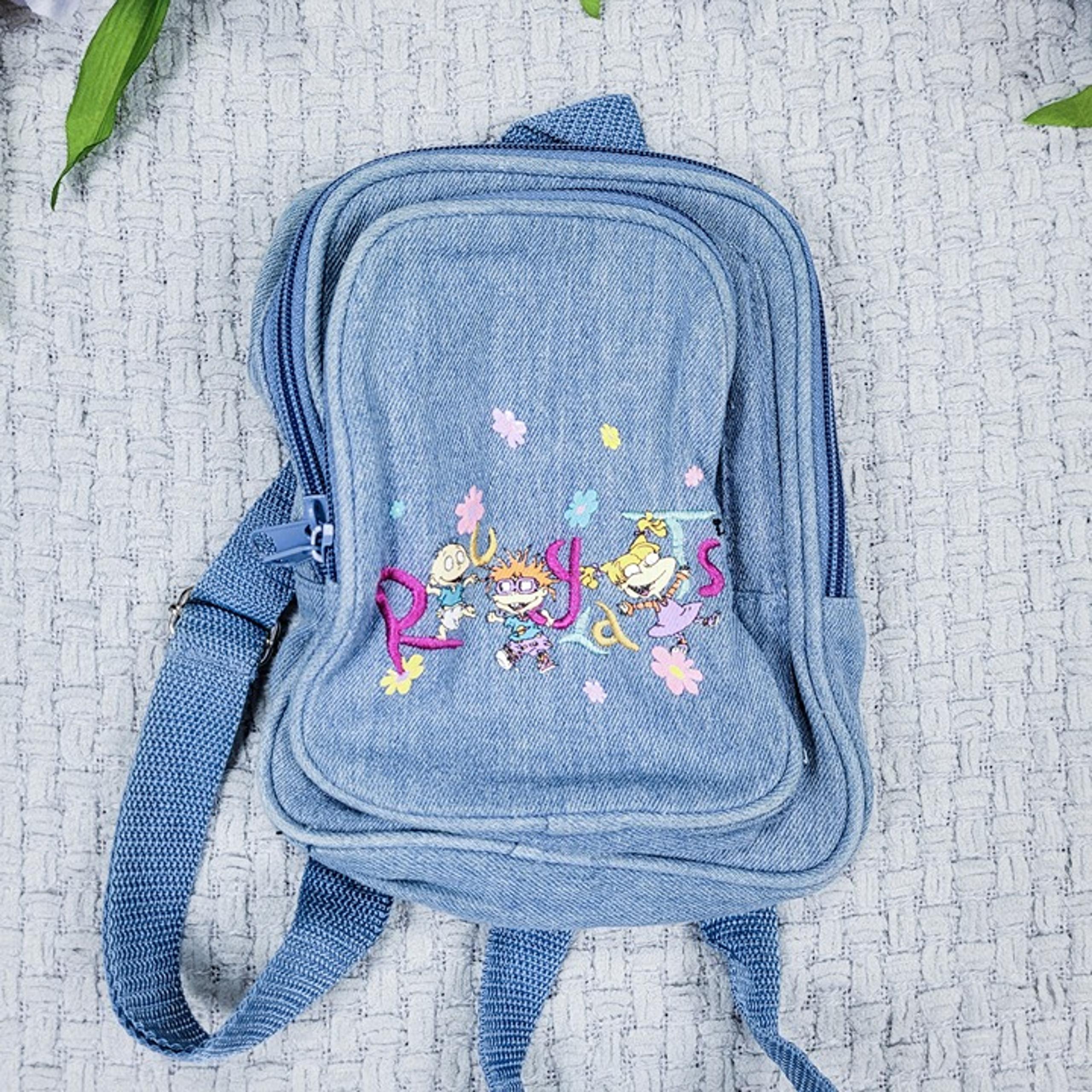 1990s Vintage Nickelodeon Rugrats Denim Mini Backpack Purse 1997