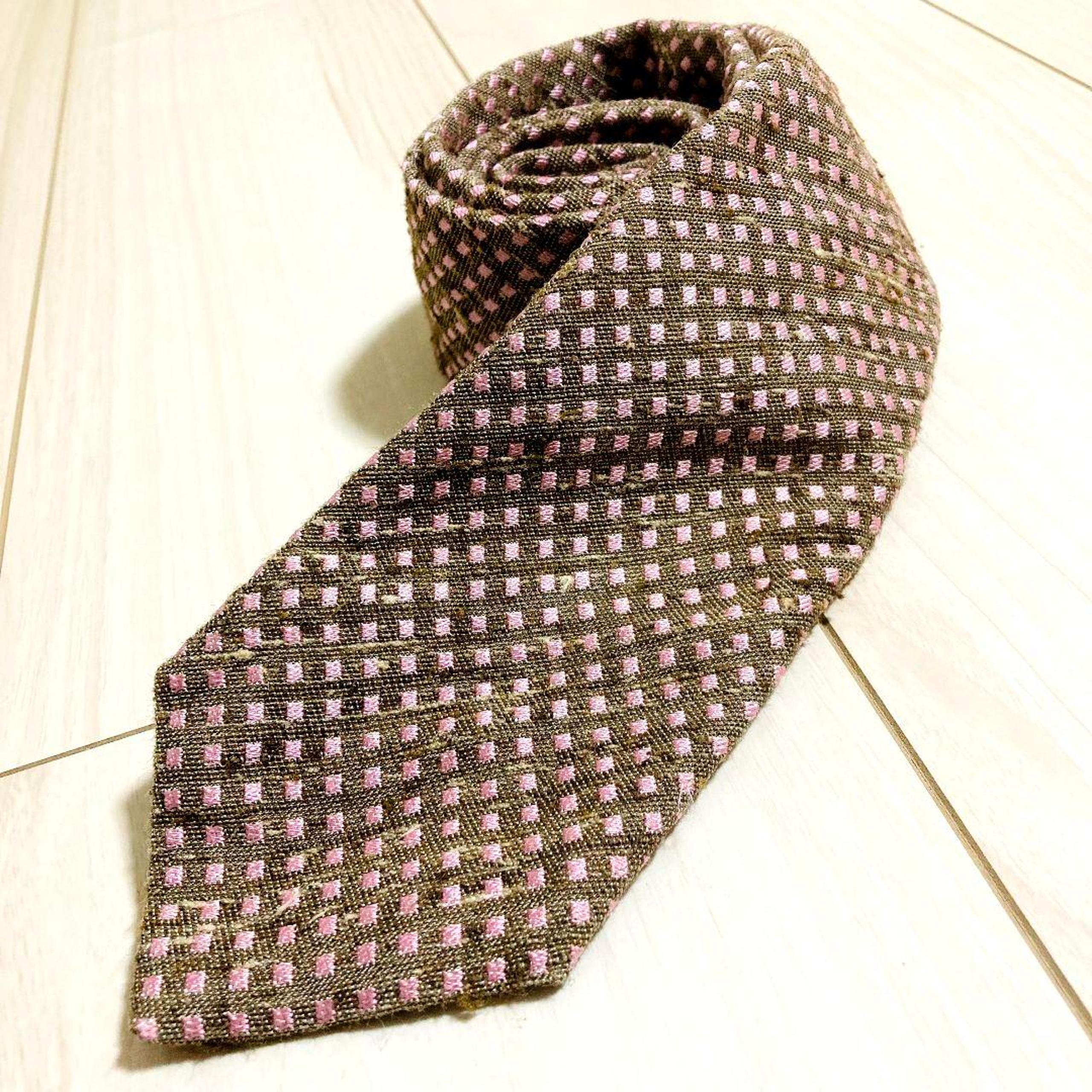 Kiton Tie, Brown, Pink, 100% Silk, Made in Naples