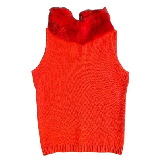 Bette Paige Fur Trim Sleeveless Sweater​, Small
