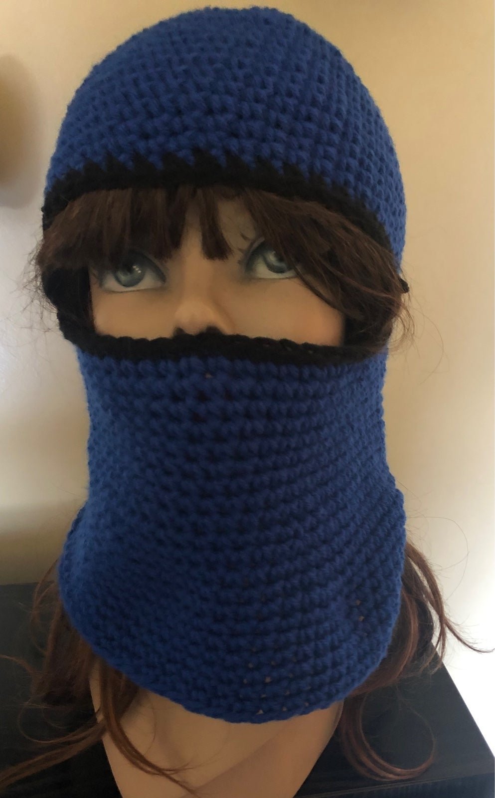 Full Face Ski Mask cuff it up to Wear as a Beanie Balaclava Adult Black on Blue