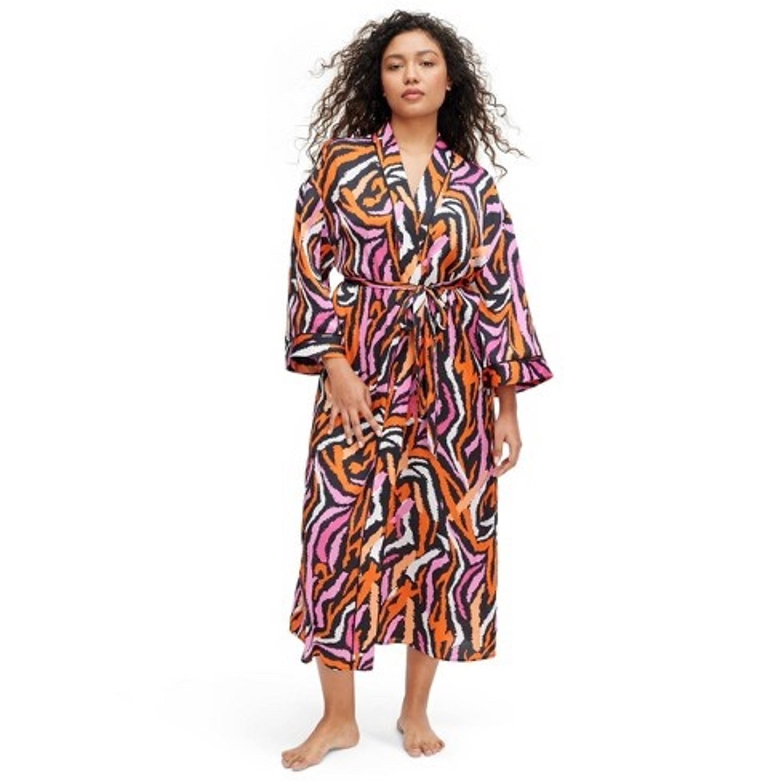 NEW Diane Von Furstenberg for Target Long Satin Disco Zebra Robe Size XS NWT