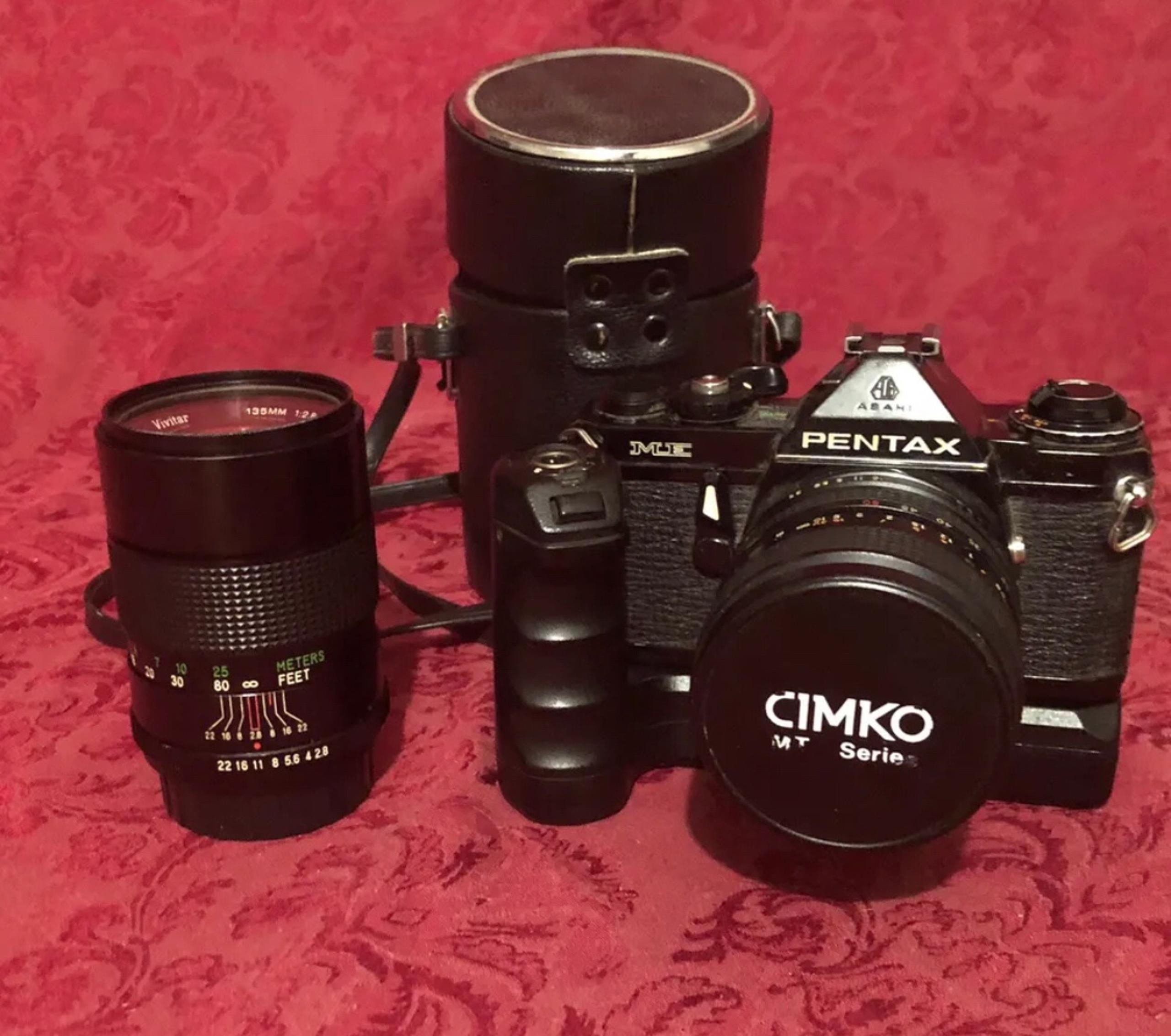 ME Black 35mm + ME II winder Cimko 28-50mm & Vivitar 135mm 1:2.8 lenses - Pentax