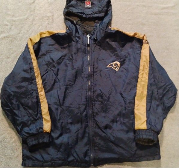 Men's Size Xlarge Reversible Coat Jacket Los Angles Rams Hood Stafford Corum Kup