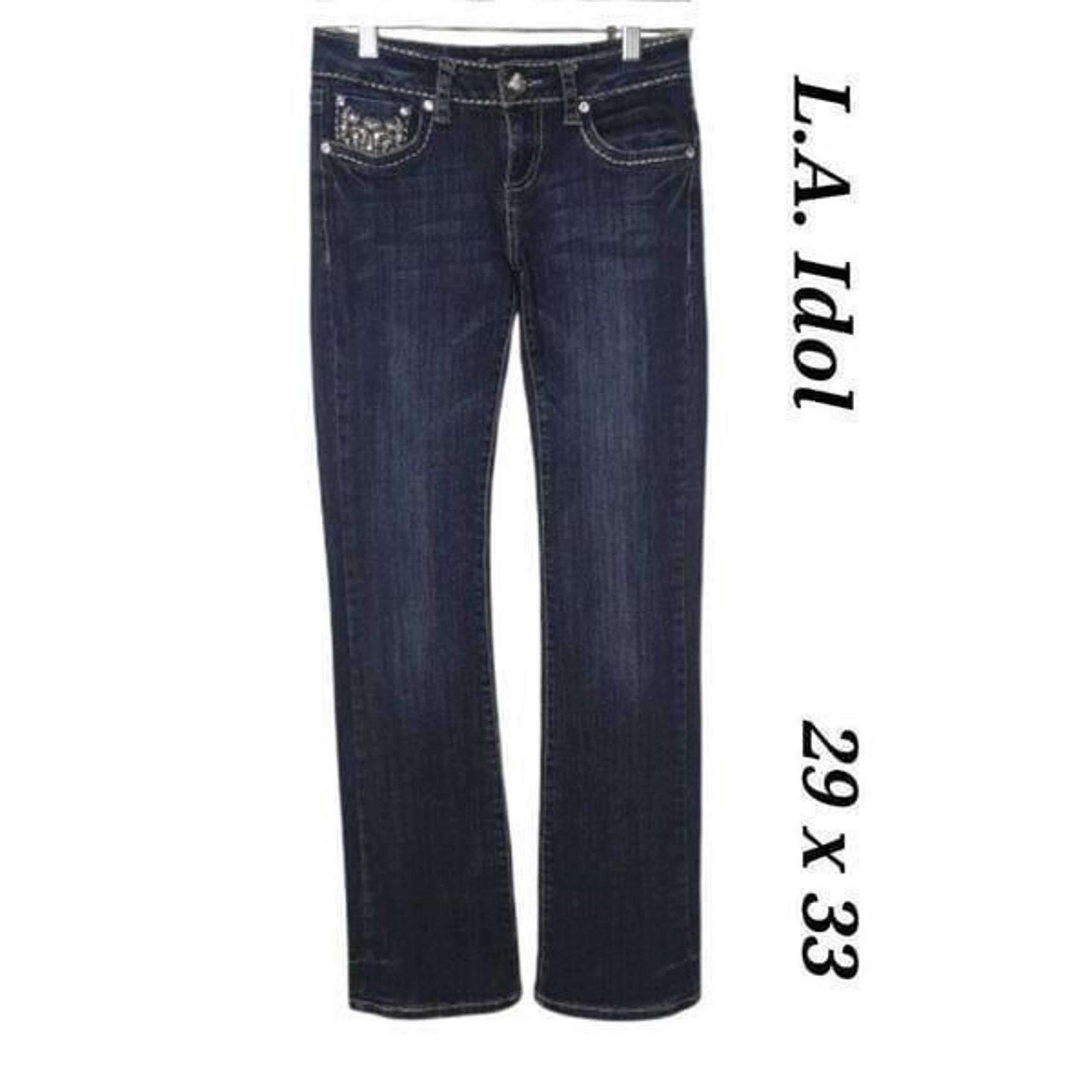 Women's Jeans Size 5  Rhinestone Low Rise Straight Leg Denim Jeans