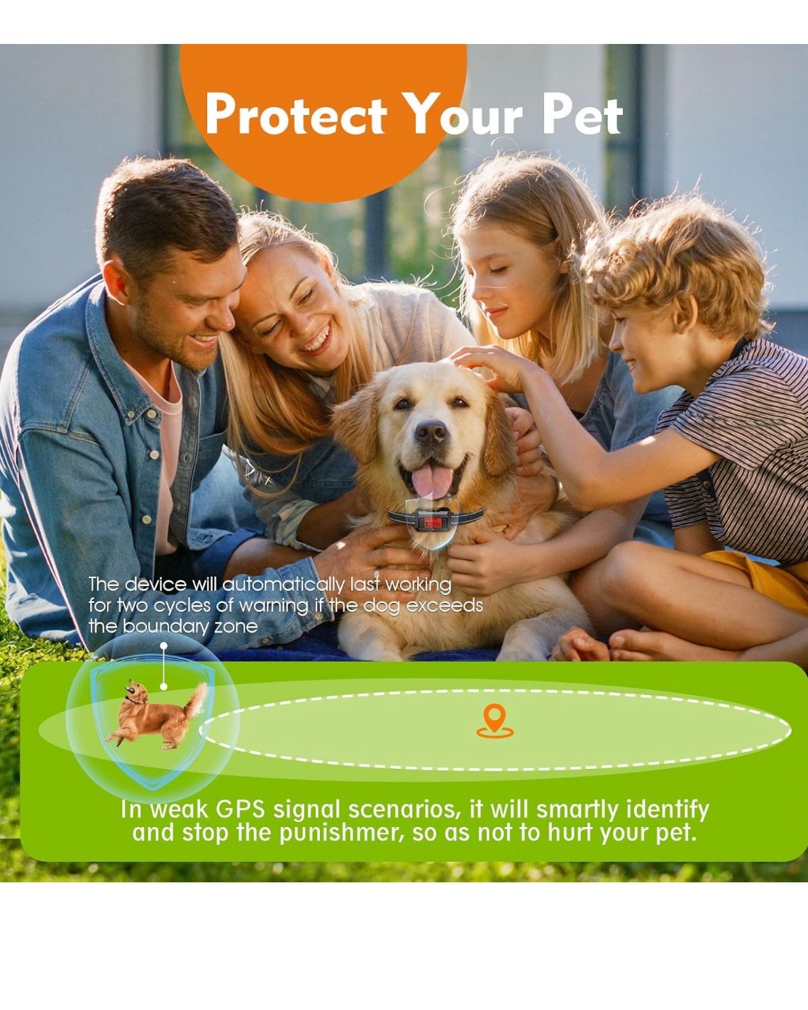 SLAYKAM Electric Fence For Dogs GPS Dog Collar Fence System Waterproof Wireless Dog Fence Adjtable Warning Strength Radi 33-999 Yards Smart Electric Dog Fence For Most Of Dogs (Black