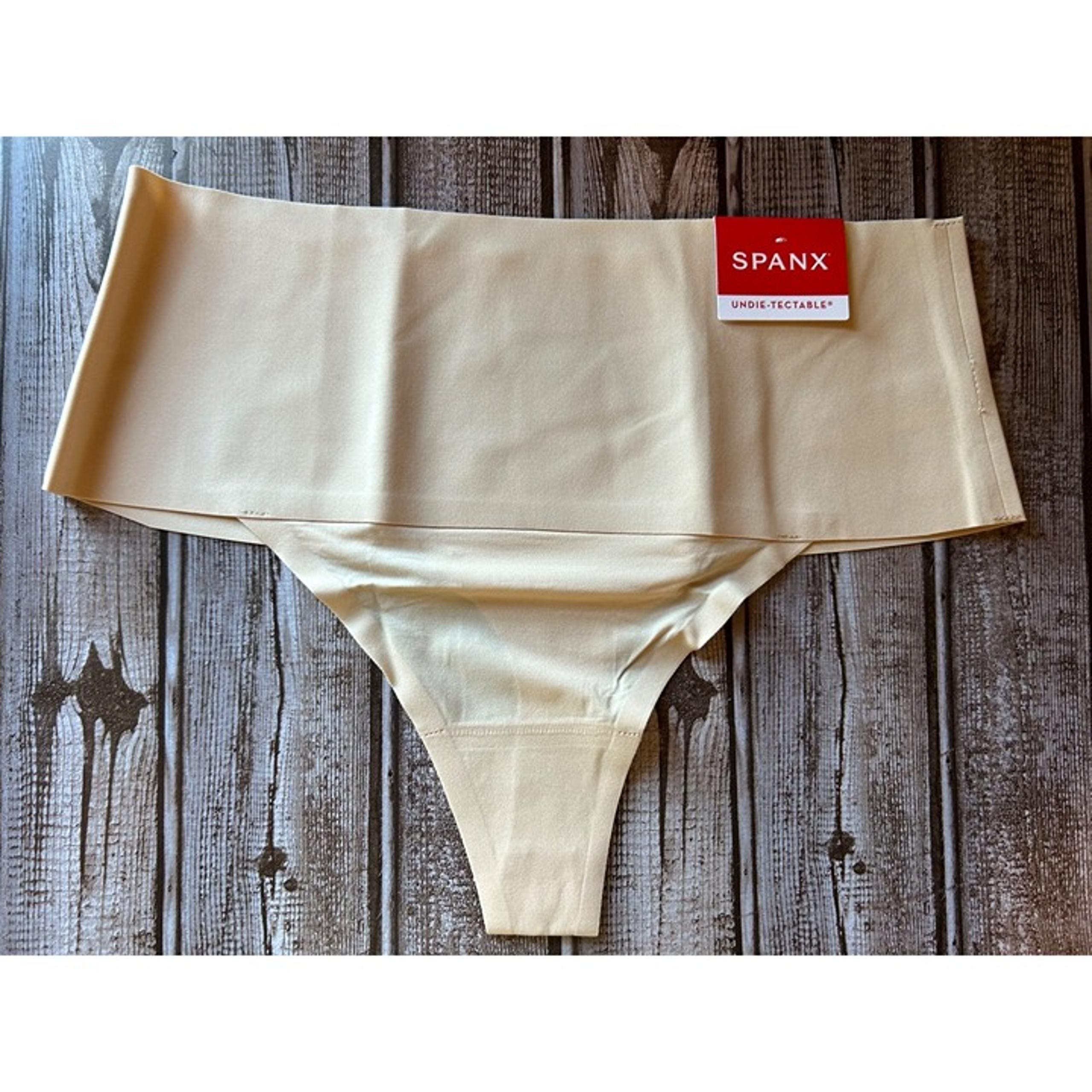 Spanx Undie-Tectable Thong Panties Large Soft Nude Beige Seamless Lightweight