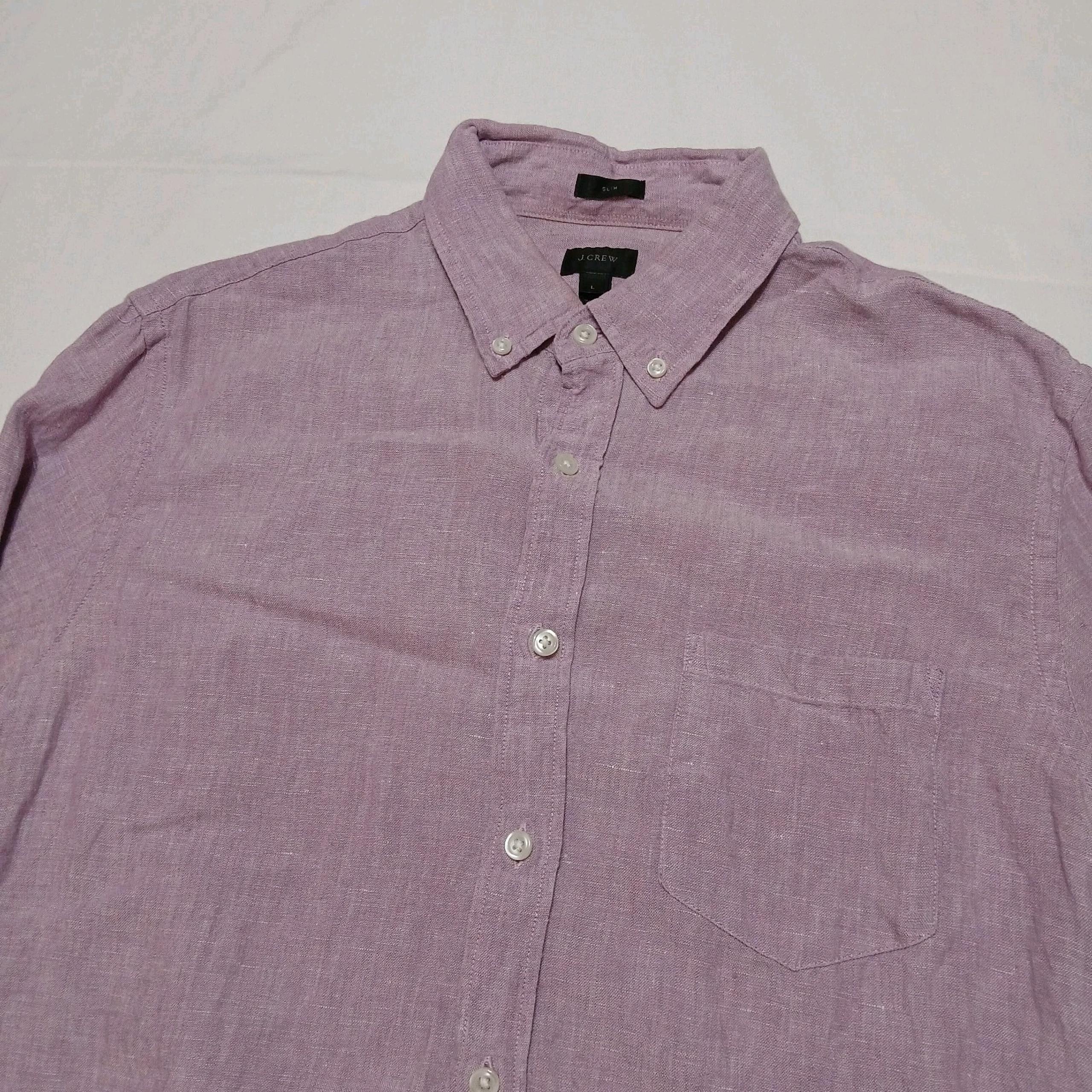 J Crew Men's Baird Mcnutt Purple Irish Linen L/S Oxford Slim Fit Button Shirt L