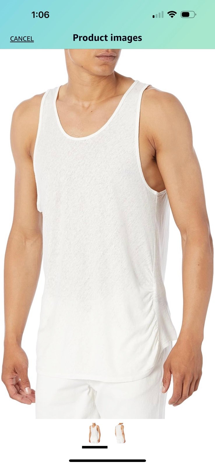 NWT John Varvatos Men's Broome Tank Top Egg Shell Size Large 100% Linen