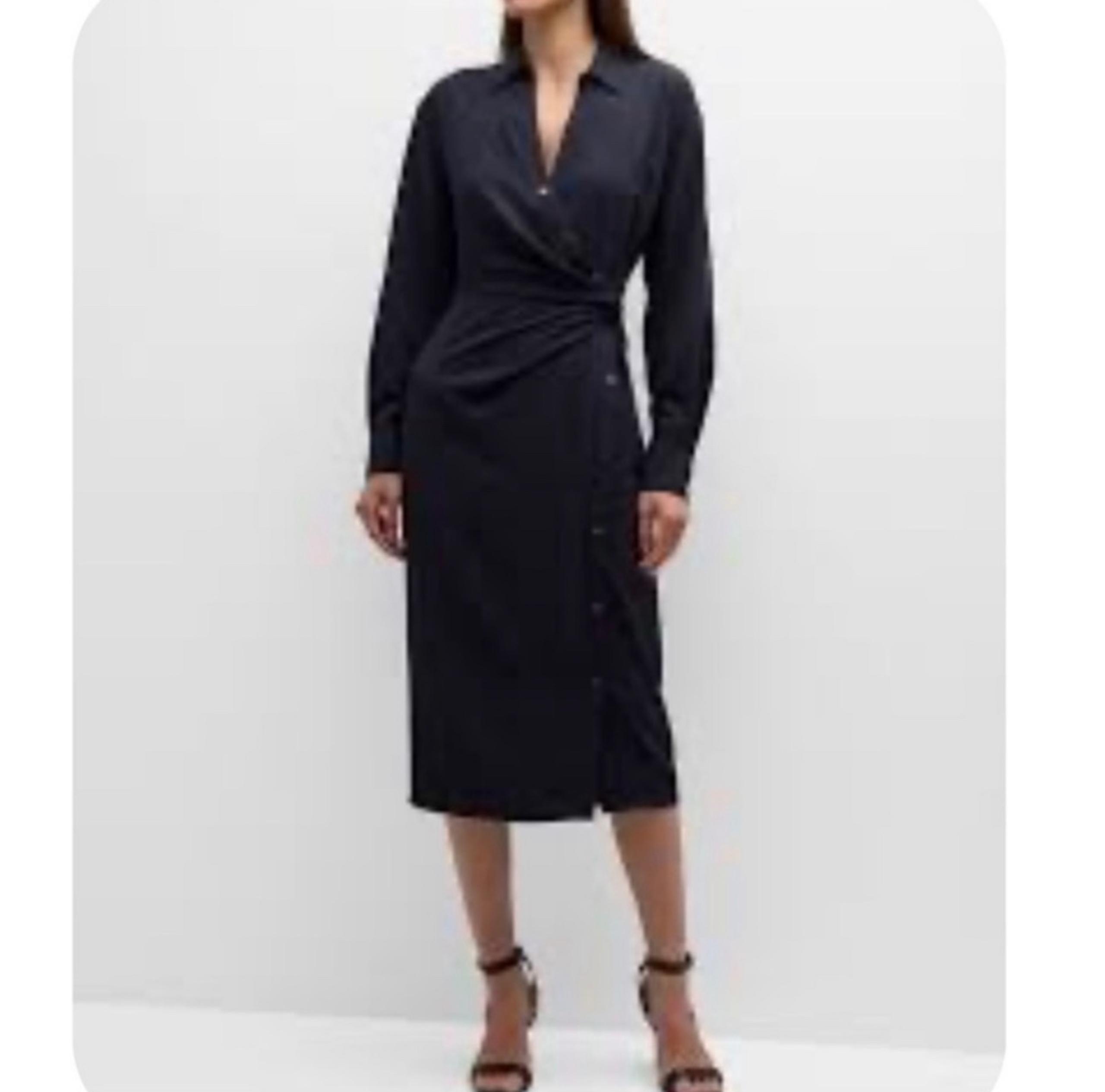 VERONICA BEARD Wright Button-Front Midi Wrap Dress Navy Sz 6