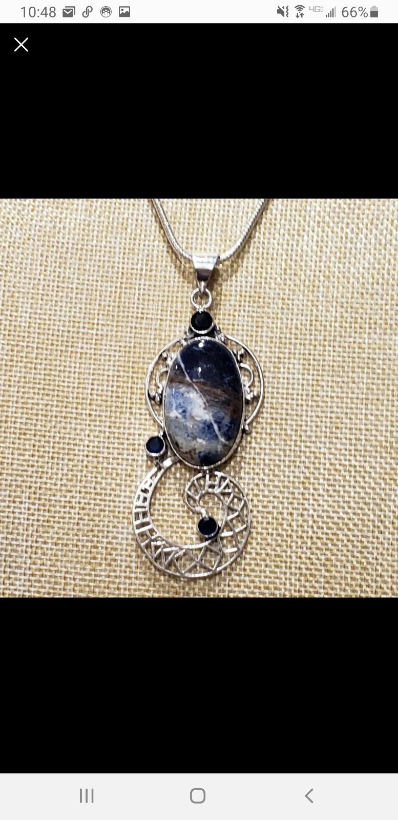 Beautiful Handmade Large Sodalite Gem 925 Pendant Necklace