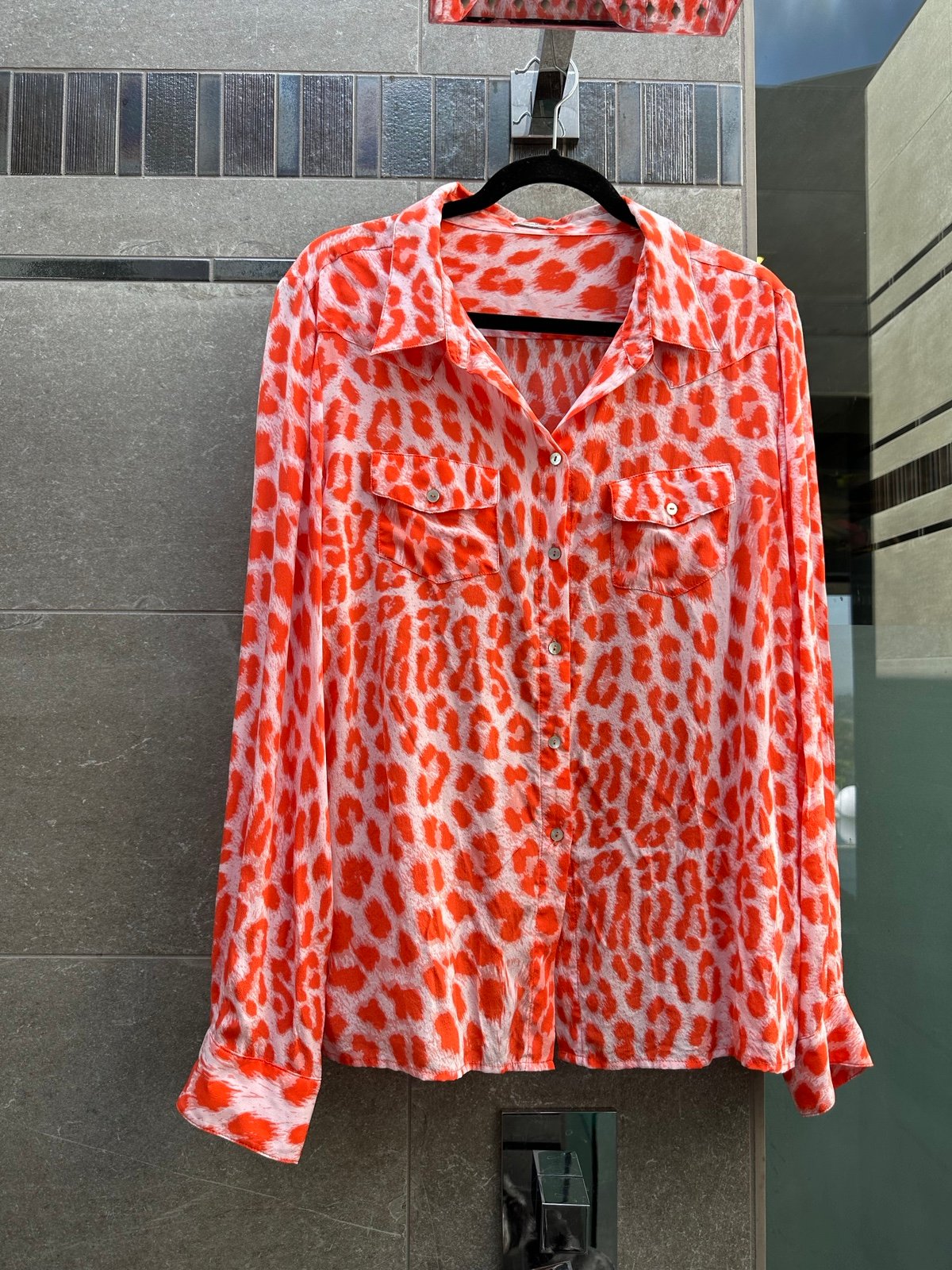 Neiman Marcus Leopard Silk Blouse Size L