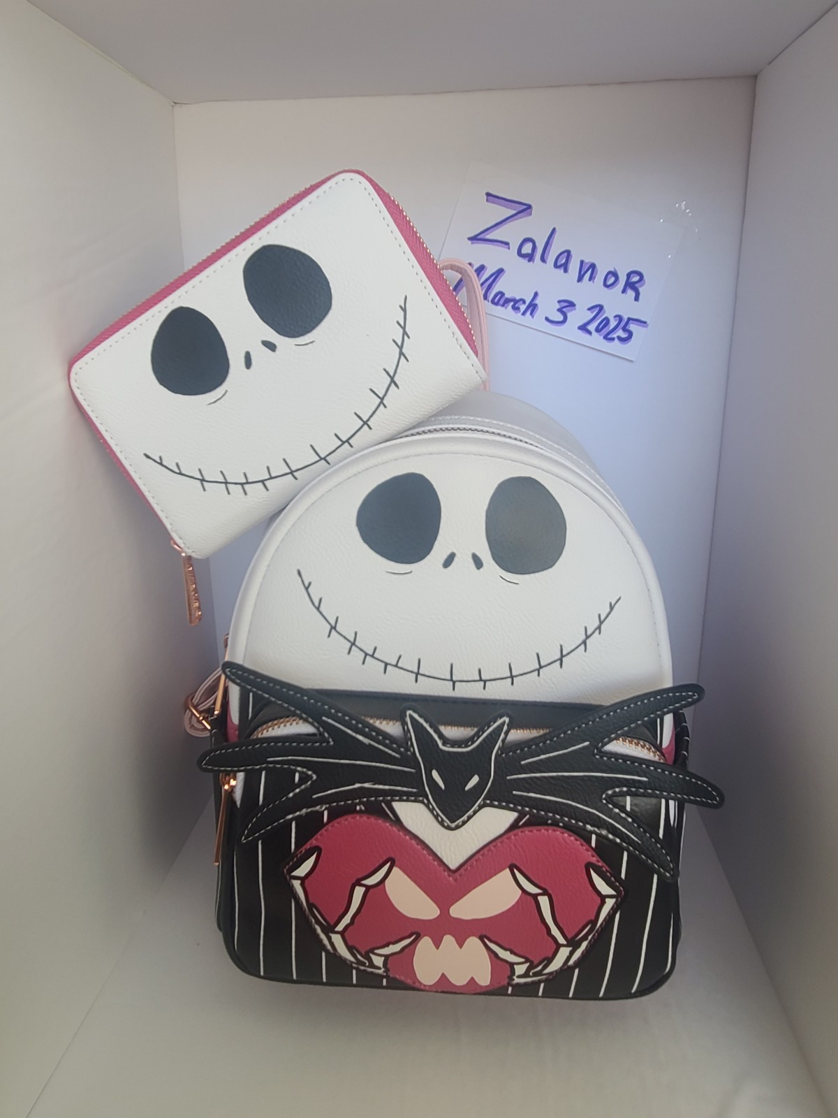 Jack Skellington NBC Valoween VDay Heart Loungefly Backpack Wallet NWT RARE