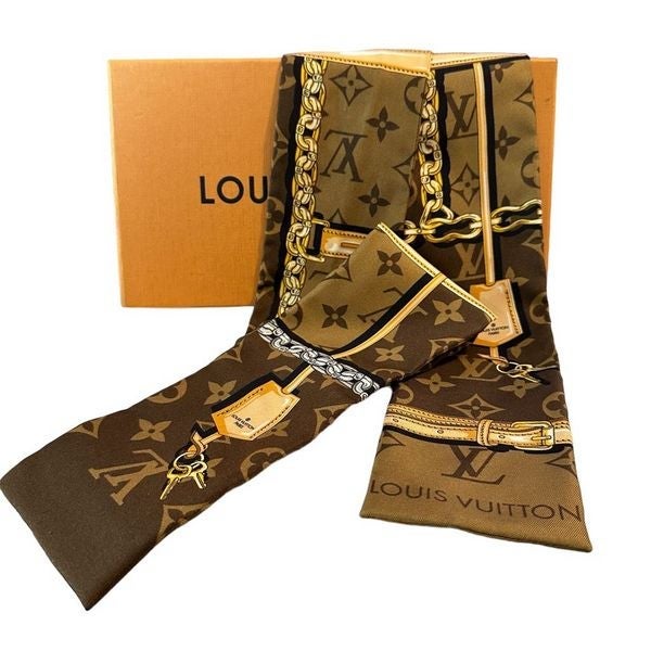 Louis Vuitton Monogram Confidential Bandeau Brown Twilly Silk Scarf