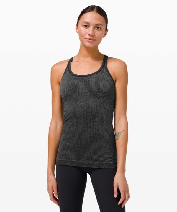 NWT Lululemon Ebb to Street Tank * Shine Size 6 Black/Silver