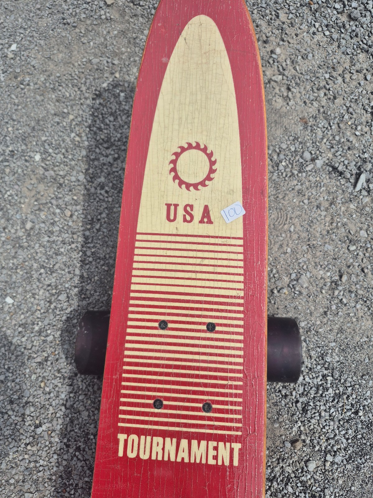 Old school RED Tournament Longboard Skateboard.